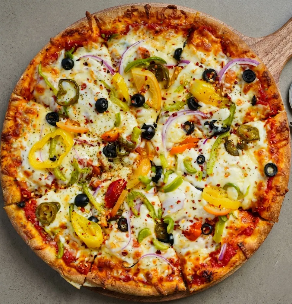 Pizza, pasta and wings comfort food combo at Pizzaberg Cafe Okotoks
